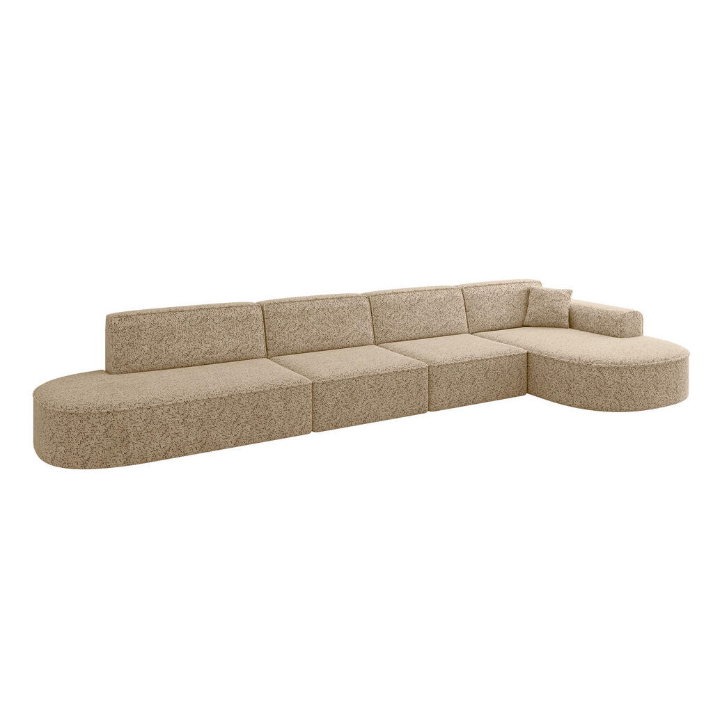 ALTDECOR ROHOVÁ SEDACÍ SOUPRAVA s otomanou vpravo MARI-L3 – 413 × 171 × 79 cm, hnědá látka