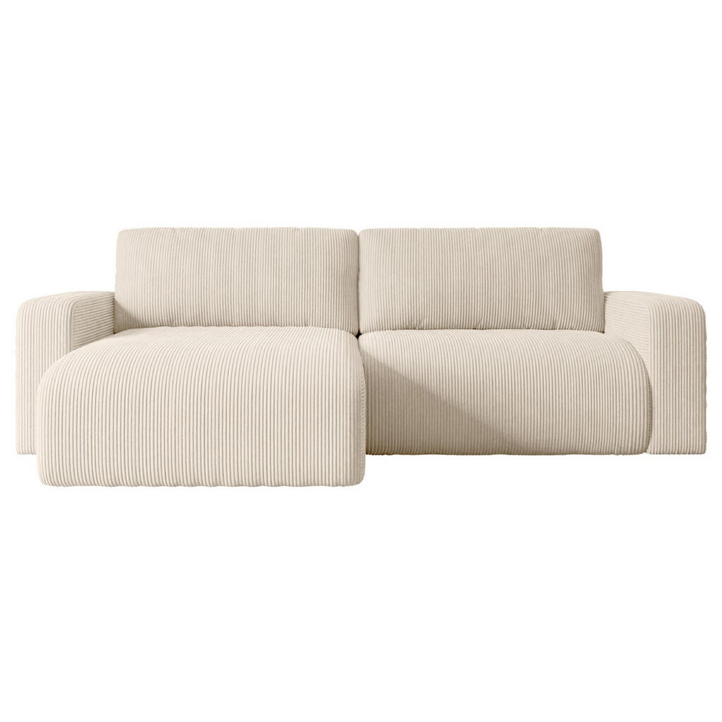ALTDECOR ROHOVÁ SEDACÍ SOUPRAVA s funkcí lůžka a úložným prostorem KLEEA-L – 247 x 143 x 83 cm, béžová látka manšestr