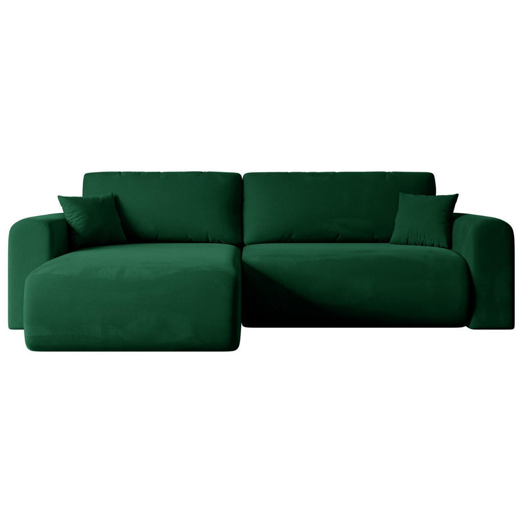 ALTDECOR ROHOVÁ SEDACÍ SOUPRAVA s funkcí lůžka a úložným prostorem ORRO-L – 272 × 145 × 83 cm, zelený velur