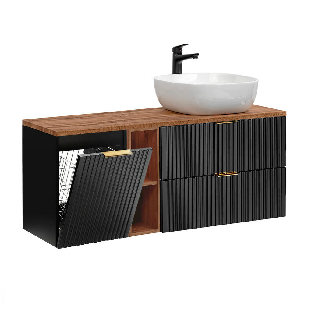 Petits-meubles UMYVADLO 140.8cm Adriel Černá a dřevěná