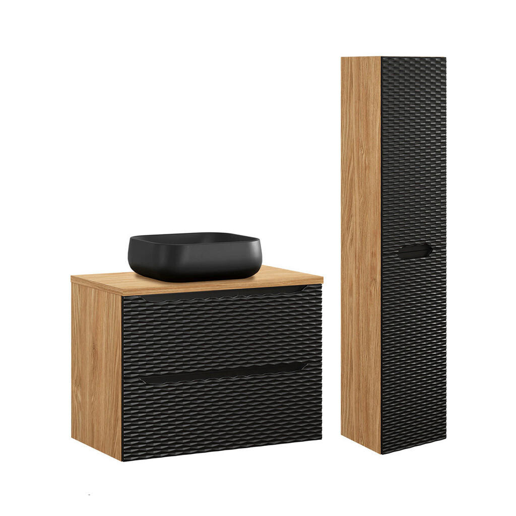 Petits-meubles KOUPELNOVÝ NÁBYTEK 80cm Elora 2er-Set Černá a dřevěná