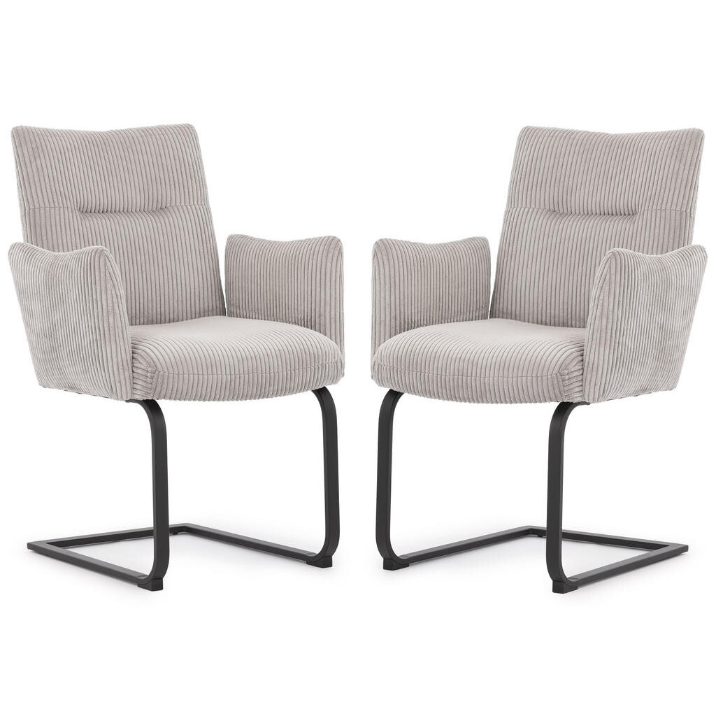 S-Style SADA ŽIDLÍ 2 kusy Hera s područkami v moderním designu ze šedého manšestru