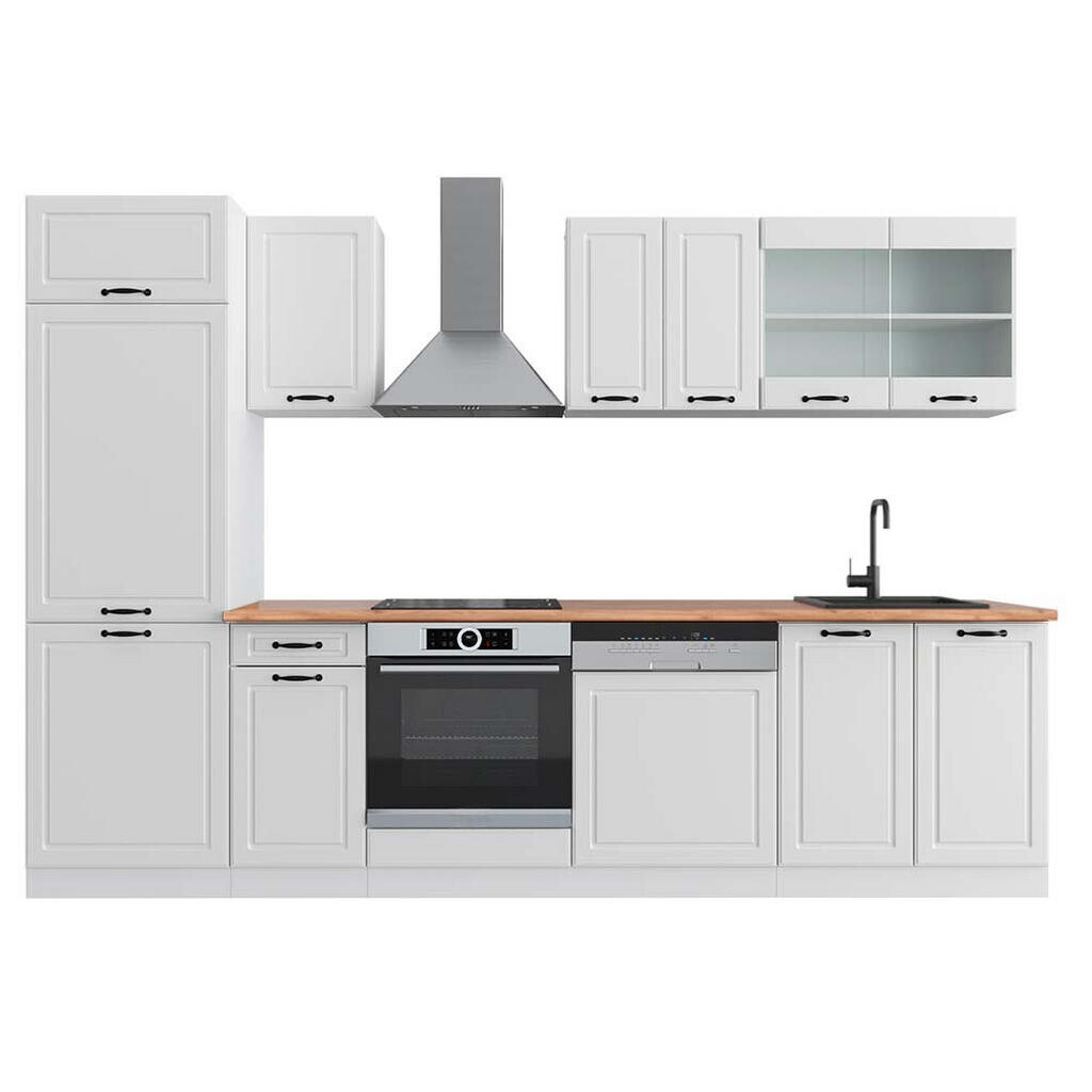 Vicco KUCHYŇSKÝ KOUT R-Line Bílý venkovský dům/bílá 300 cm , PD Dub