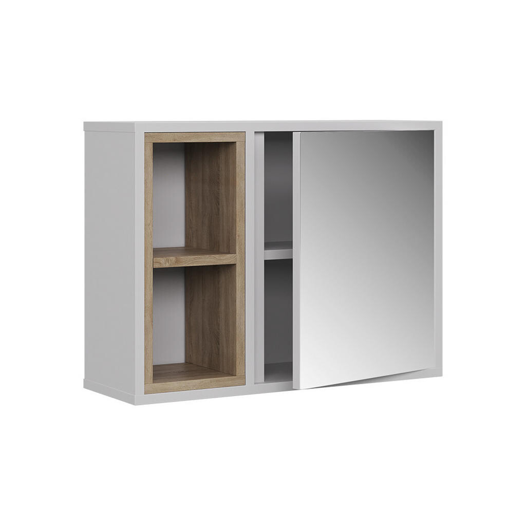 Vicco KOUPELNOVÁ ZRCADLOVÁ SKŘÍŇKA Elnor Bílá/dub 60 x 45 cm se 2 otevřenými přihrádkami a 1 dveřmi