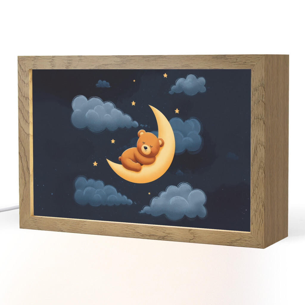 OnlyWow NOČNÍ LAMPIČKA Medvídek - Měsíc - Mraky - Hvězdy 30x20 cm