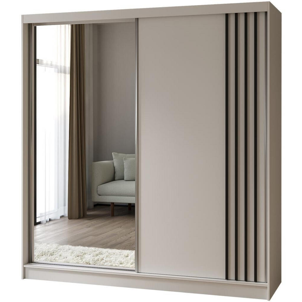 Beautysofa SKŘÍŇ s posuvnými dveřmi Nela 200/216/61 bílá se zásuvkami