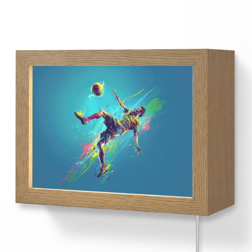 OnlyWow NÁSTĚNNÁ LAMPA Fotbalista - Stříkající barva - Barevné - Míč 20x15 cm