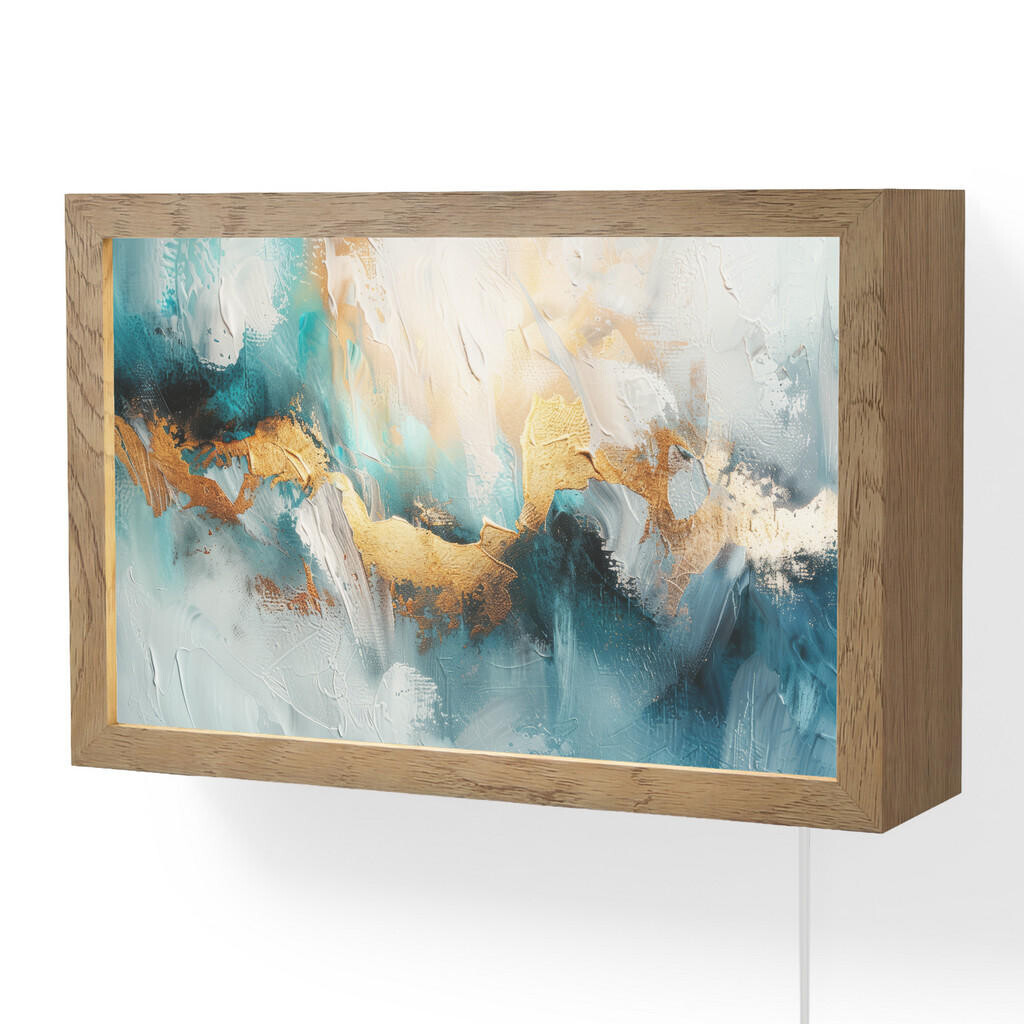 OnlyWow NÁSTĚNNÁ LAMPA Abstraktní - umění - zlatá - modrá 30x20 cm