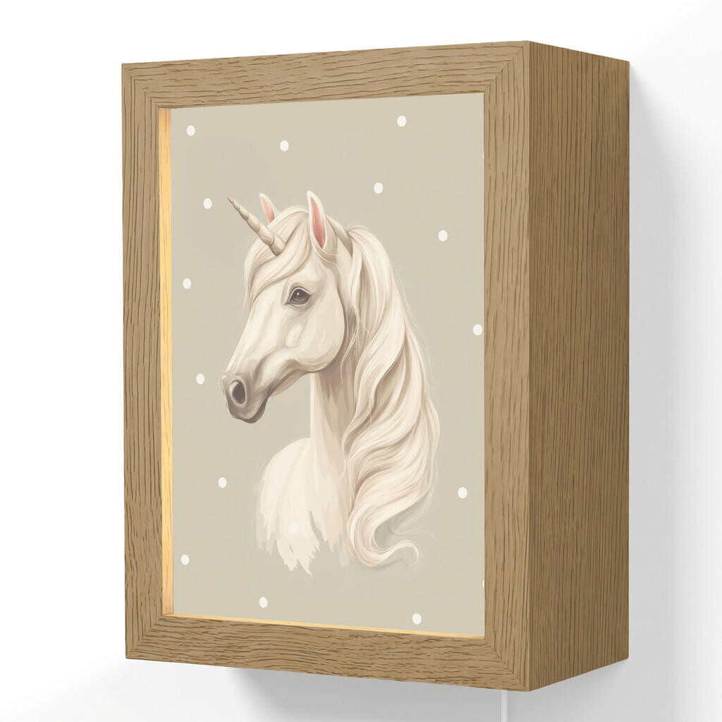 OnlyWow NÁSTĚNNÁ LAMPA Jednorožec - bílý - tečky 15x20 cm