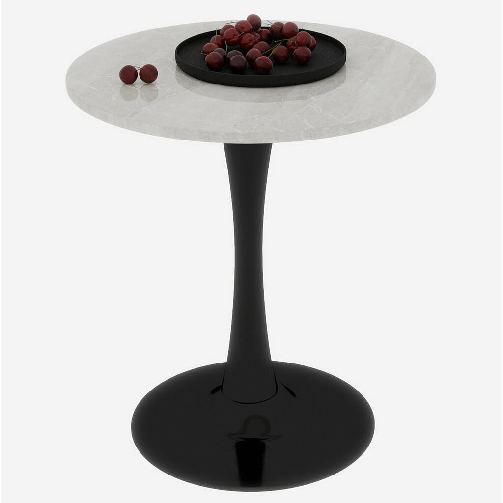 Redom KONFERENČNÍ stolek 70 cm s moderním minimalistickým designem a deskou z umělého mramoru, Černá/Bílá