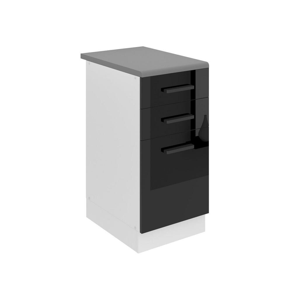 B BELINI GROUP KUCHYŇSKÁ SPODNÍ SKŘÍŇKA 40 cm s pracovní deskou, Černá lesklá