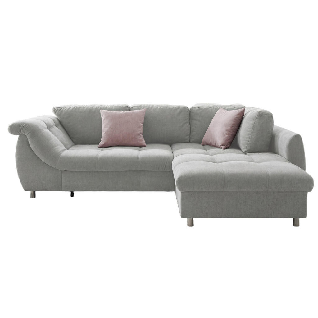luma-home ROHOVÁ POHOVKA s funkcí rozkládání, vlnové pružinové jádro, otoman vpravo, 250 × 190 × 84 cm (Š×H×V), mikrovlákno, šedá / 17003