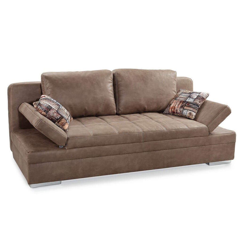 luma-home ROZKLÁDACÍ POHOVKA s úložným prostorem, vlnovým odpružením, 200 × 100 × 84 cm (Š×H×V), mikrovlákno v antické kožené optice, hnědá / 15116