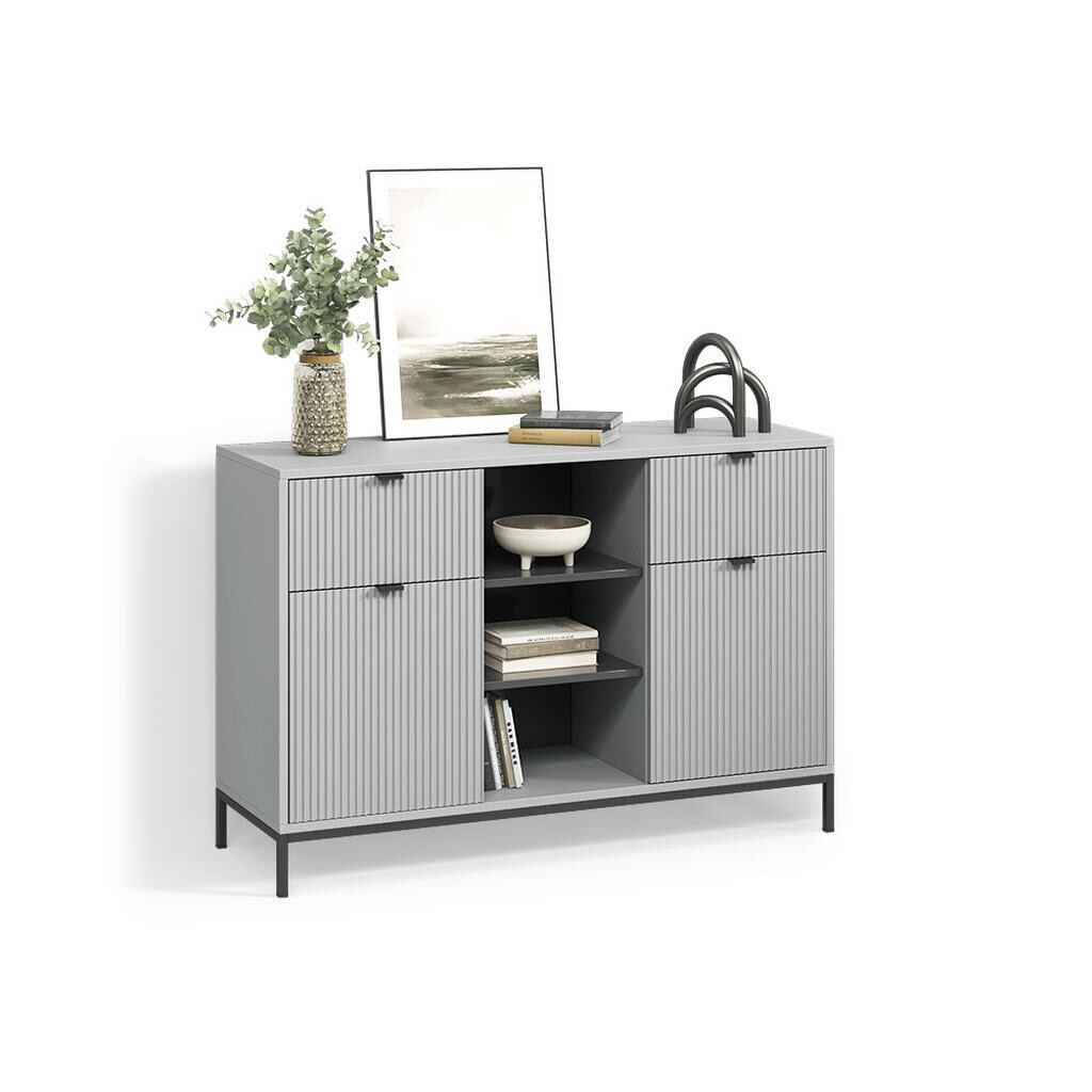 Livinity® KREDENC Aterno Šedá 120 x 81.2 cm se 2 zásuvkami a 2 dvířky