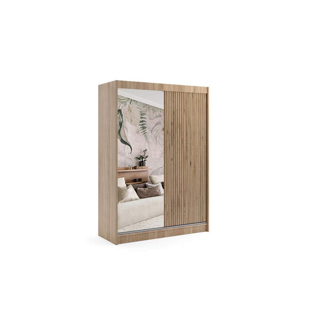 ALTDECOR ŠATNÍ SKŘÍŇ VILAN s zrcadlem – 150 cm – Sonoma dub | barvy dubu