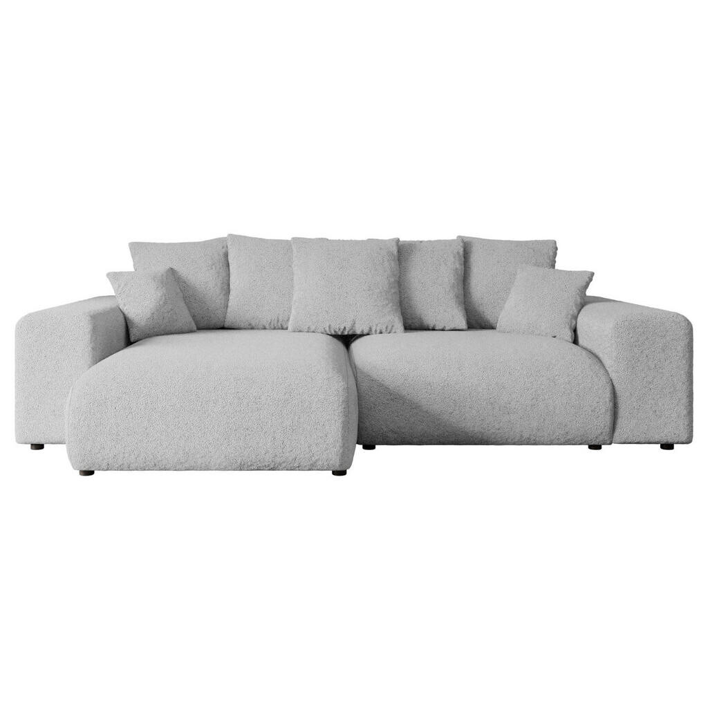 ALTDECOR ROHOVÁ SEDACÍ SOUPRAVA s otomanem vlevo ESKAR-L 266x176x72 světle šedá buklé