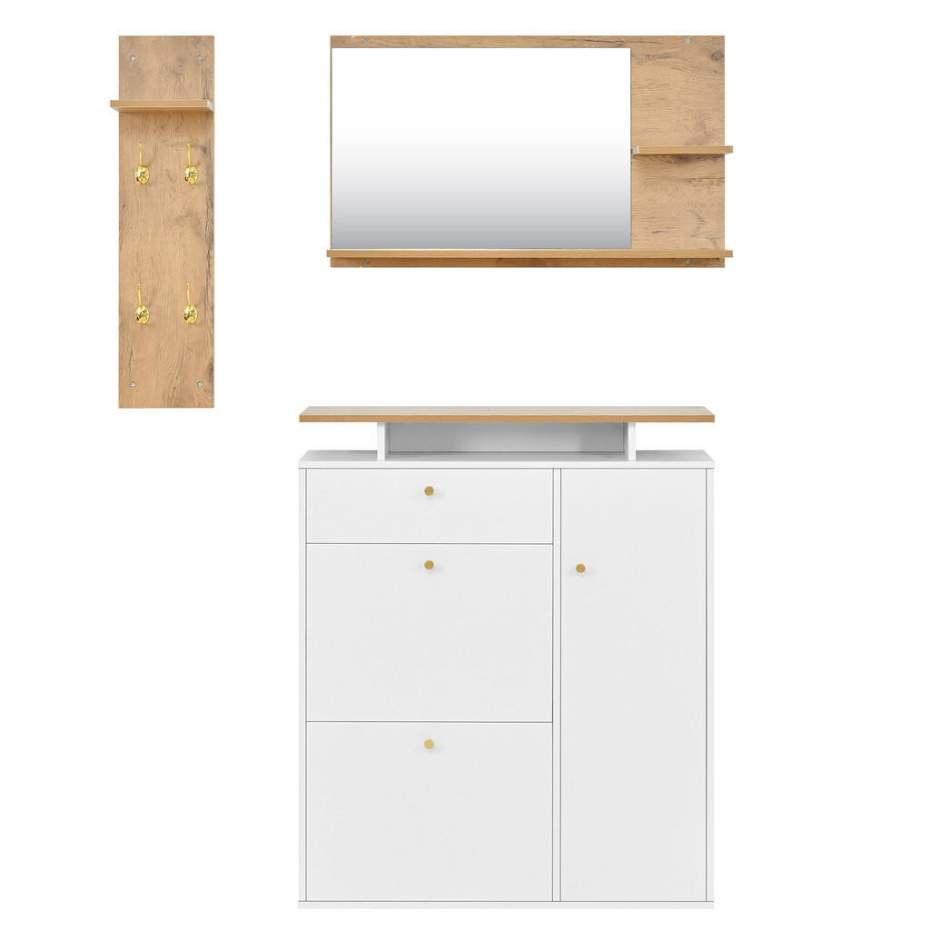 Urban Meuble BOTNÍK set bílý LED zrcadlo botník
