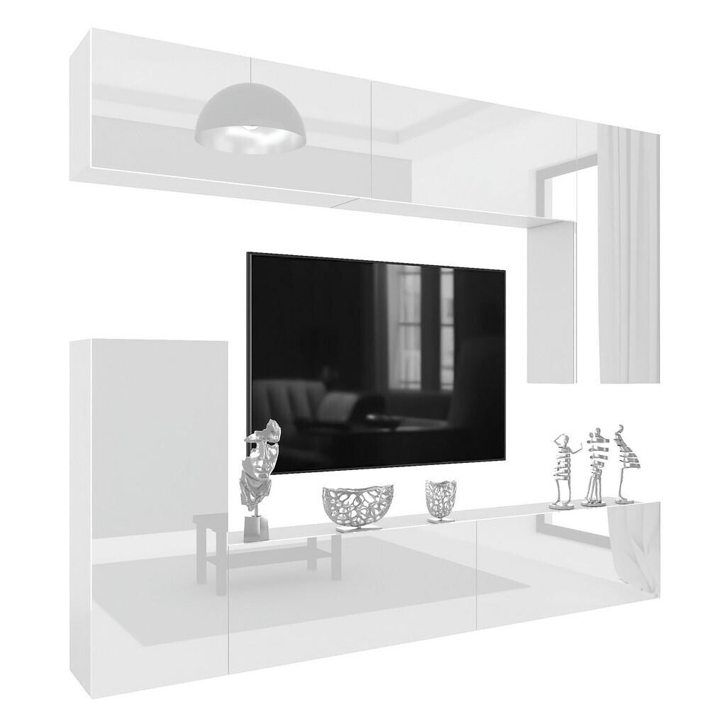 B BELINI GROUP OBÝVACÍ STĚNA Milano 8, Bílá lesklá, 250 cm, Bezúchytková