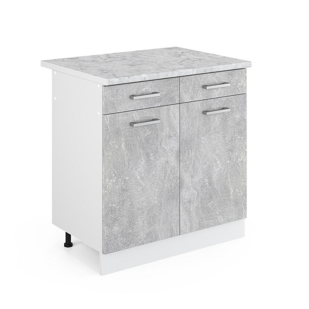 Vicco UNIVERZÁLNÍ ZÁKLADNÍ JEDNOTKA R-Line Beton 80 cm se zásuvkami a dvířky, s pracovní deskou