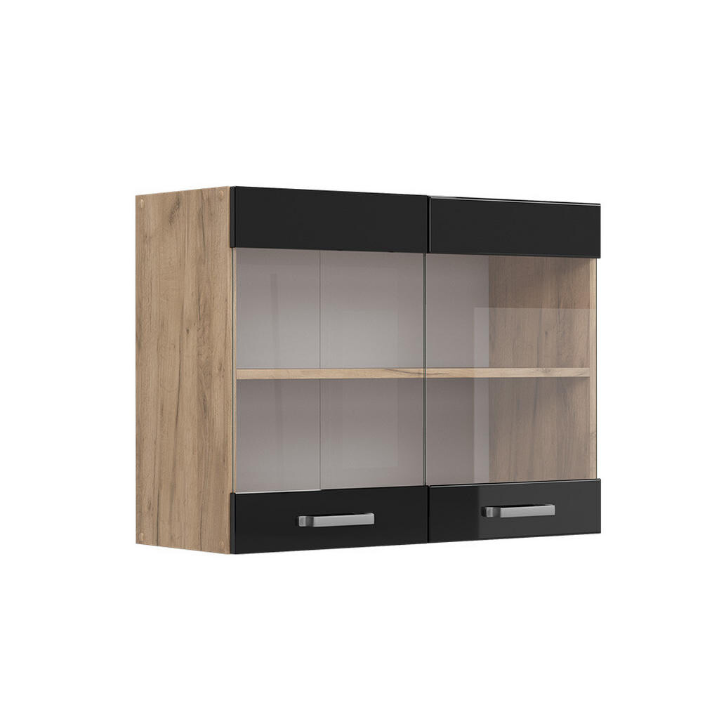 Vicco SKLENĚNÁ KUCHYŇSKÁ SKŘÍŇKA R-Line Černý vysoký lesk 80 cm