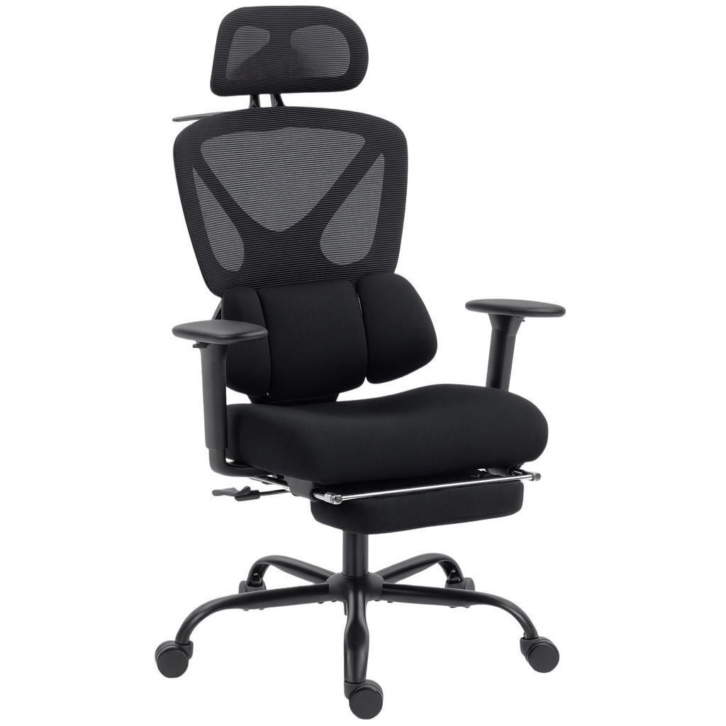 HOMCOM ERGONOMICKÁ kancelářská židle s síťovinou, nastavitelná opěrka hlavy