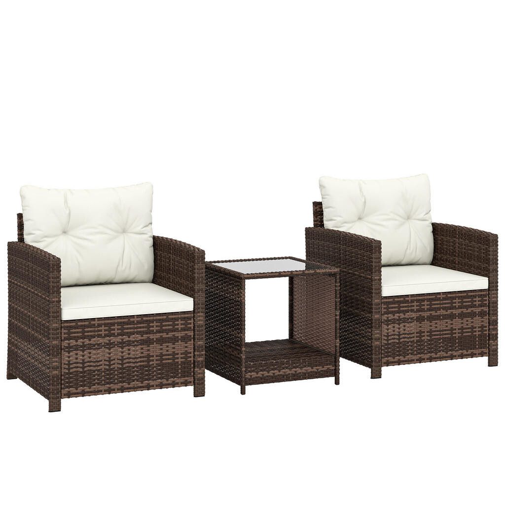 Outsunny BISTRO set 3dílný PE ratan ocel krémově bílý