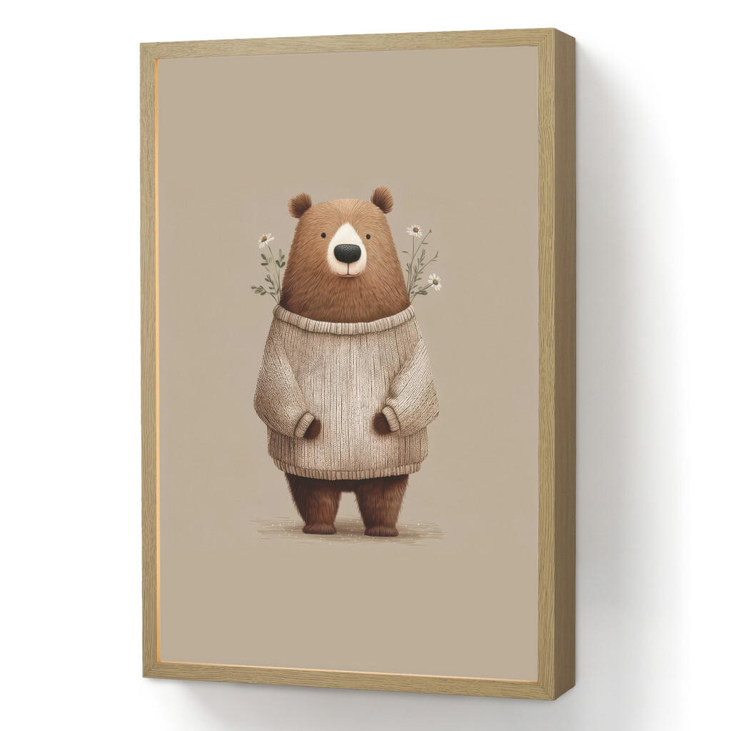 OnlyWow DOBÍJECÍ NOČNÍ LAMPIČKA Medvěd - Bílé květy - Cosy 40x60 cm