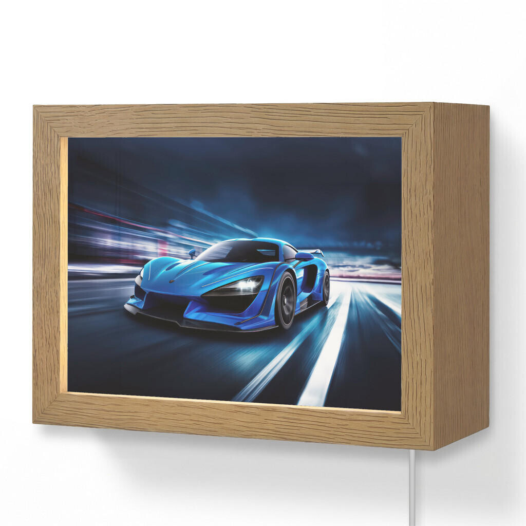 OnlyWow NÁSTĚNNÁ LAMPA Auto - Modrá - Chlapci - Dítě 20x15 cm