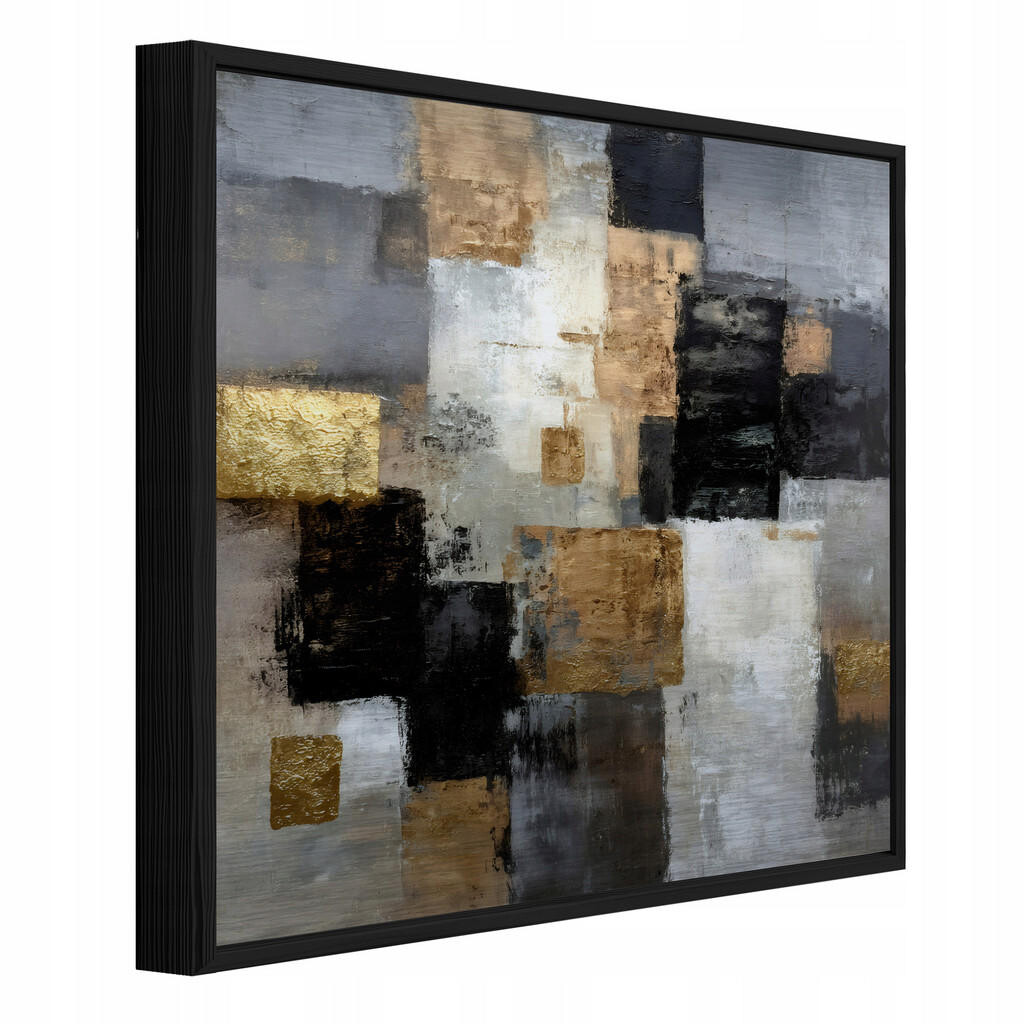 Wallarena ZARÁMOVANÉ obrazy abstraktní geometrické černé 50x50 cm