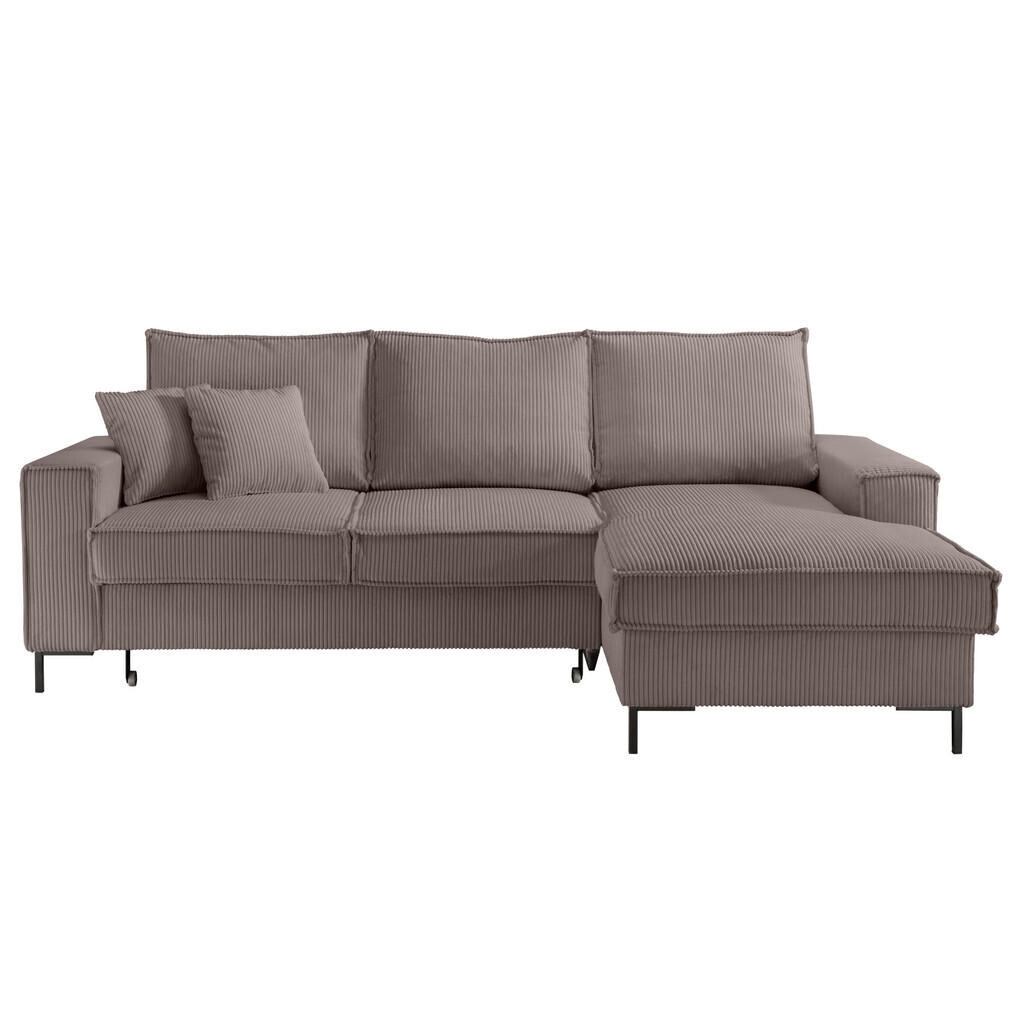 luma-home ROHOVÁ POHOVKA s funkcí rozkládání, úložným prostorem, récamiérou vpravo, 240 × 150 × 92 cm (Š×H×V), manšestr hnědá taupe / 17222