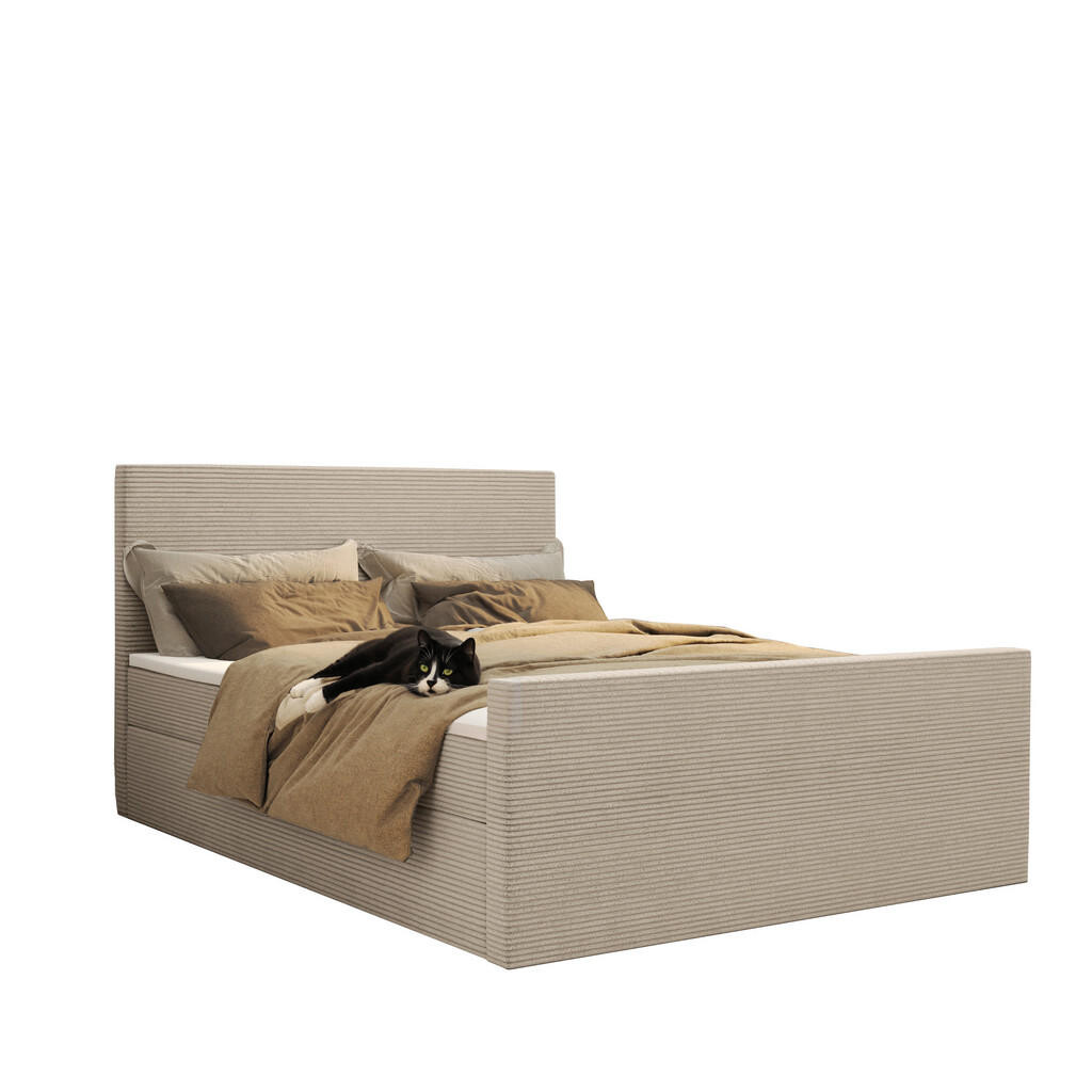 Kaiser Möbel KONTINENTÁLNÍ POSTEL s úložným prostorem a topperem VIESTA tkanina Poso Béžová 120x200 cm H2-Pocket