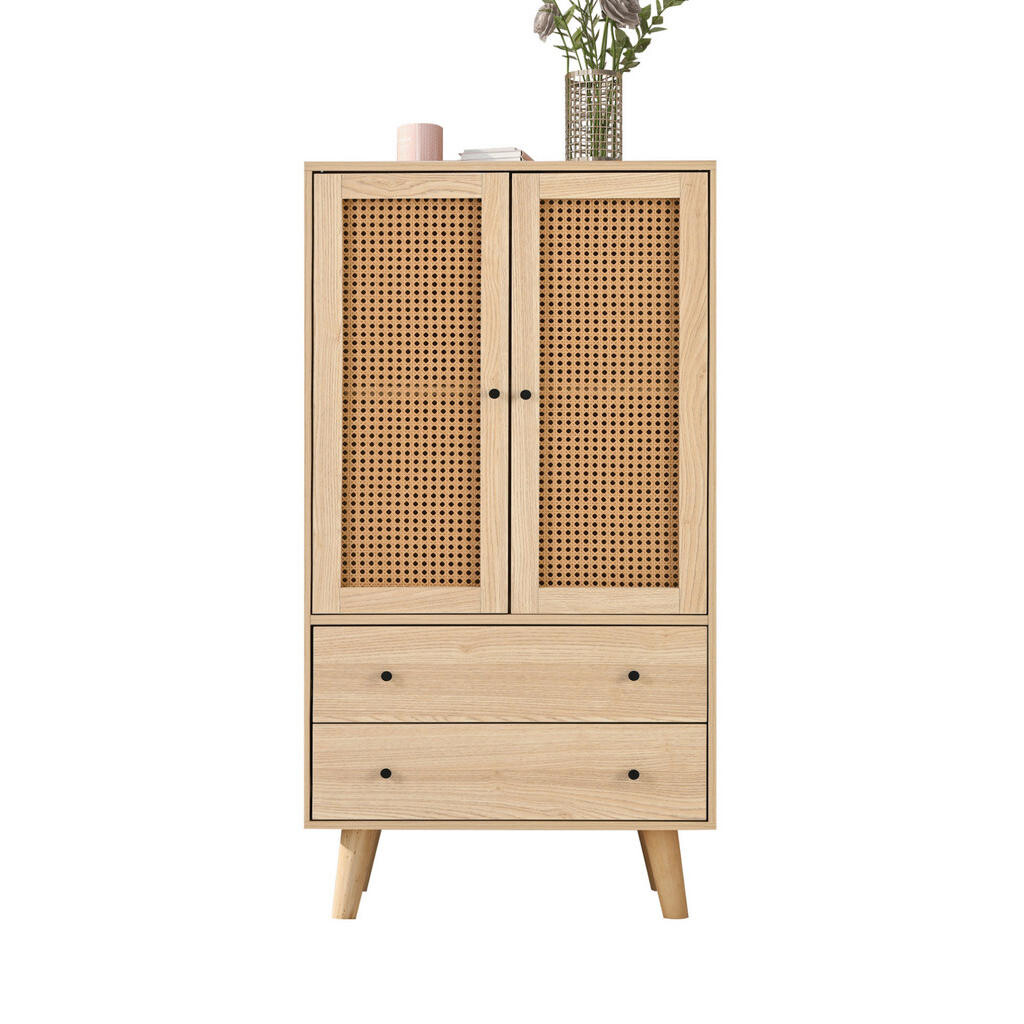OKWISH BOČNÍ skříň 60/120/40 cm dub z dřevotřísky se 2 dvířky a 2 zásuvkami