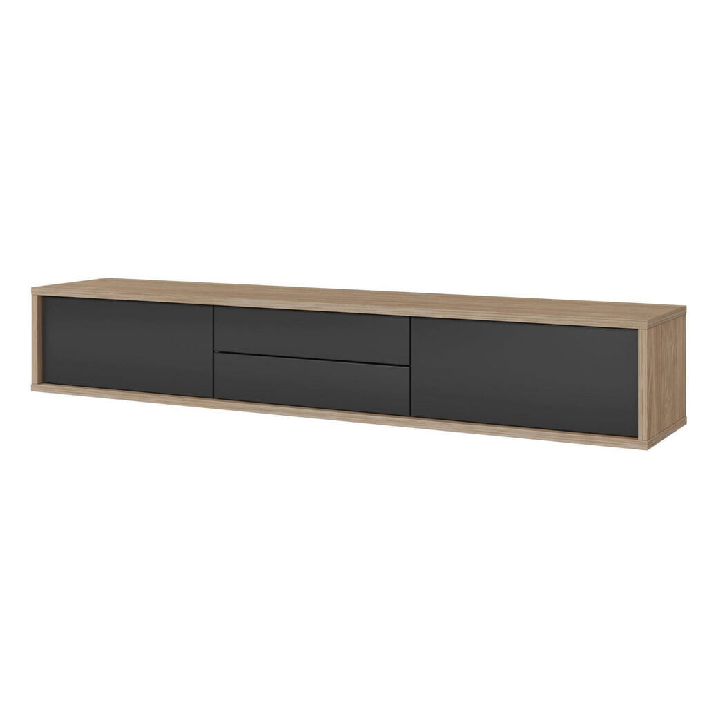 Selsey TV stolek Moddern dub / antracitový se zásuvkami 180/32/36 cm