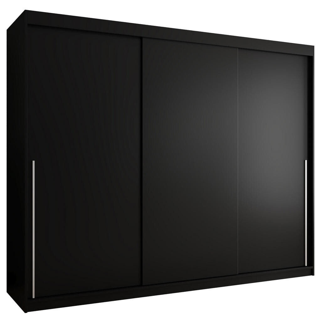 Home Collective ŠATNÍ SKŘÍŇ S POSUVNÝMI DVEŘMI 250 cm šířka, černá se stříbrným úchytem