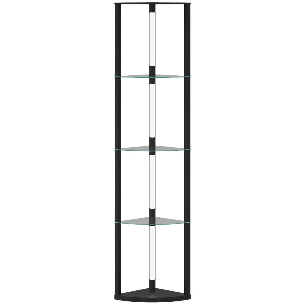 HOMCOM STOJACÍ lampa MDF sklo černá