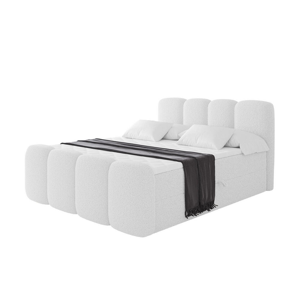 ALTDECOR AMERICKÁ postel s matrací H4 a lamelovým roštem – NINA-Z – 160 × 200 cm – bílá