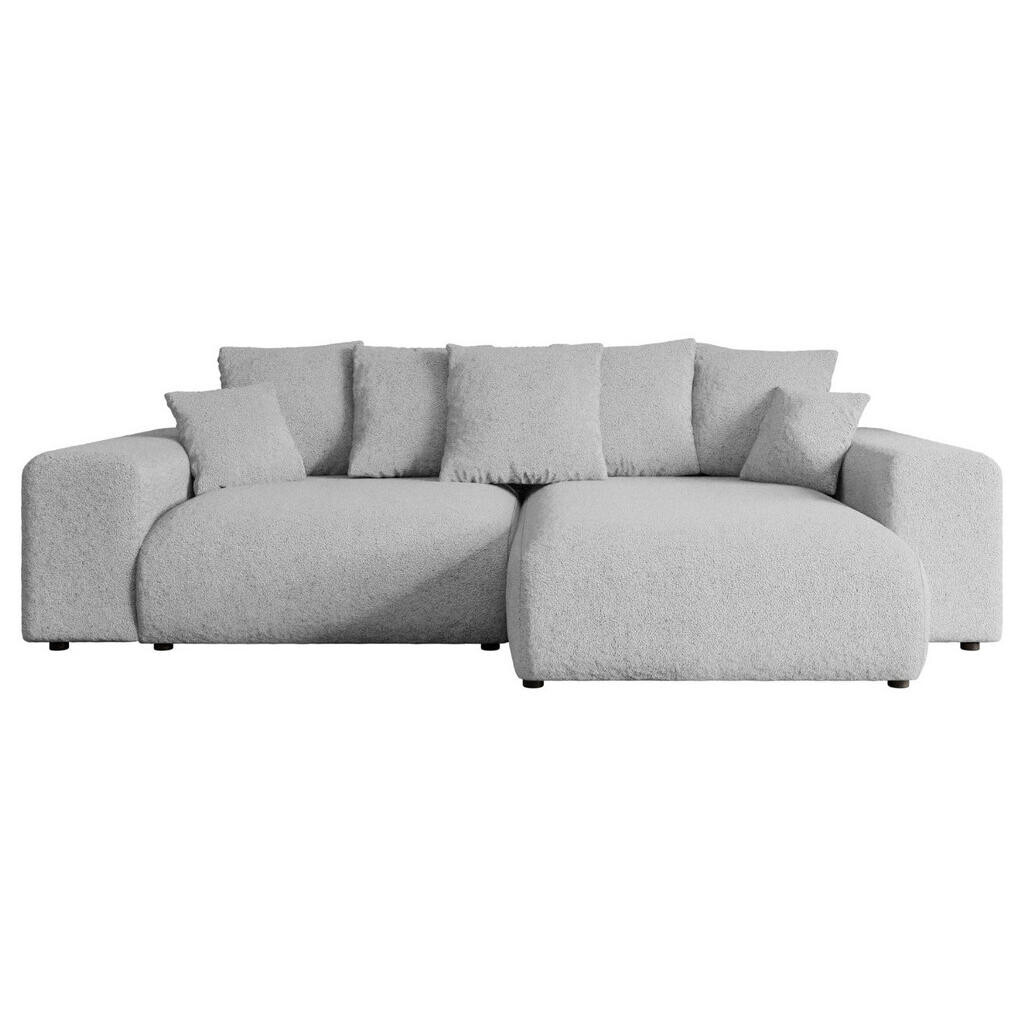 ALTDECOR ROHOVÁ SEDACÍ SOUPRAVA s otomanem vpravo ESKAR-L 266x176x72 světle šedá buklé