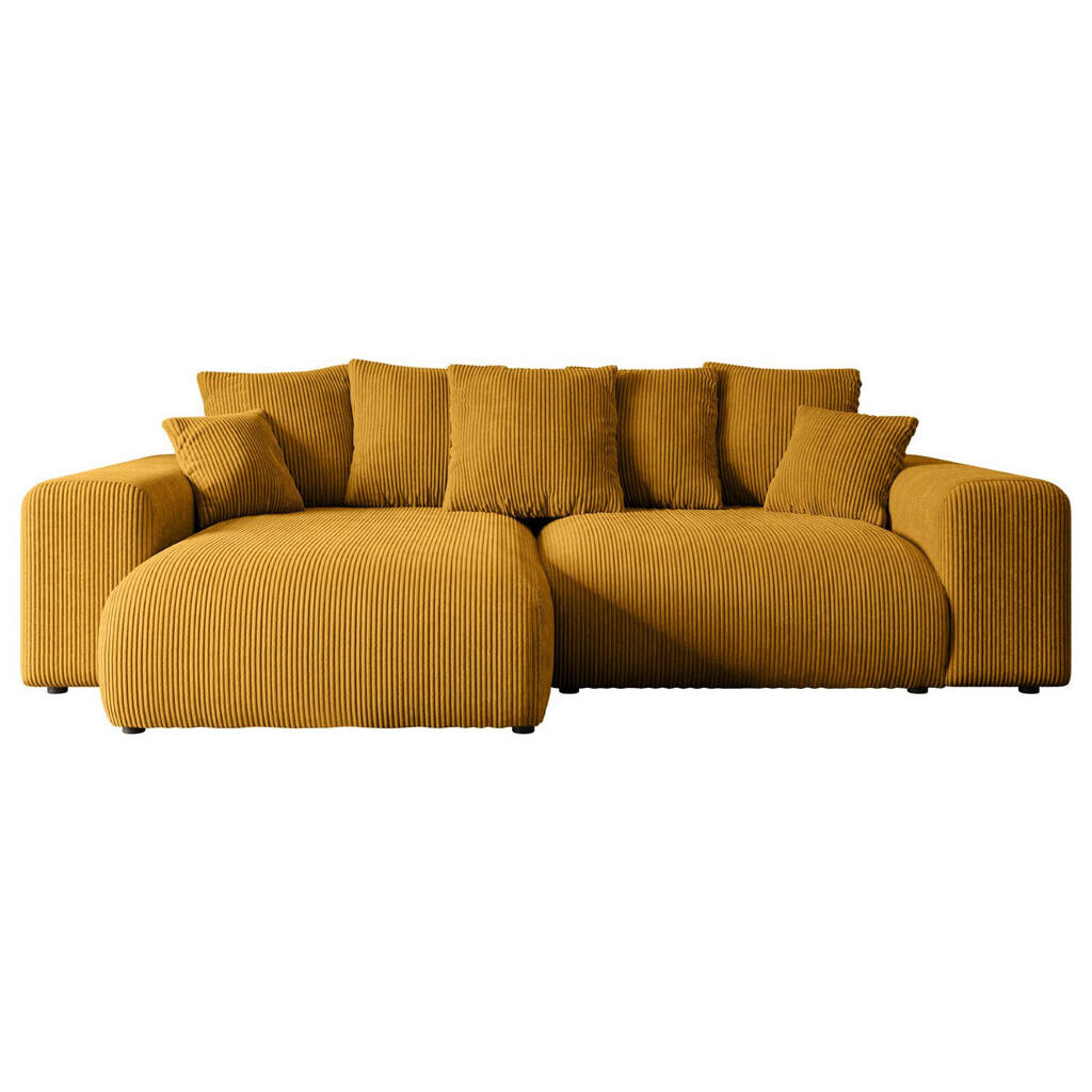 ALTDECOR ROHOVÁ SEDACÍ SOUPRAVA s otomanem vlevo ESKAR-L 266x176x72 curry žlutá manšestr