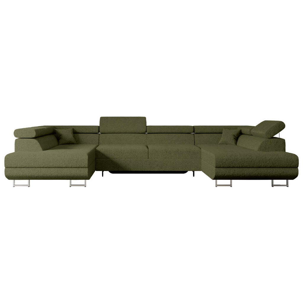 ALTDECOR SEDACÍ SOUPRAVA s funkcí lůžka a úložným prostorem pod lůžkem GUSA-U 342x202x107 cm zelená buklé