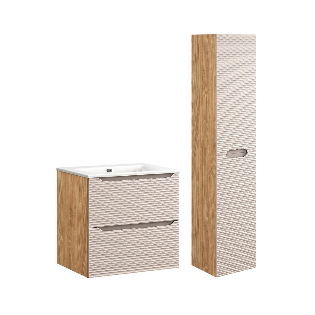 Petits-meubles KOUPELNOVÝ NÁBYTEK 60cm Elora 2er-Set Béžová a dřevo