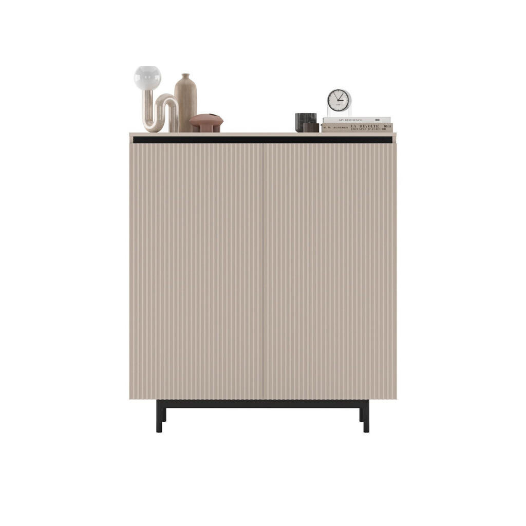 Meble Lindner KOMODA Selene 2D matný kašmír 111 cm s kovovým rámem