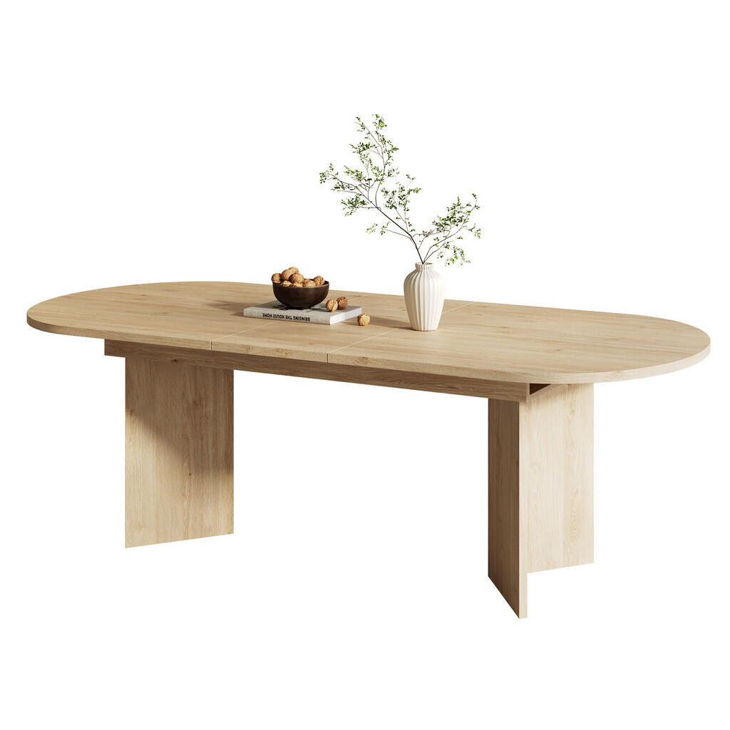 Redom ROZKLÁDACÍ jídelní stůl 160/200 x 90 cm s zaoblenými hranami a zesílenou deskou, Dubová