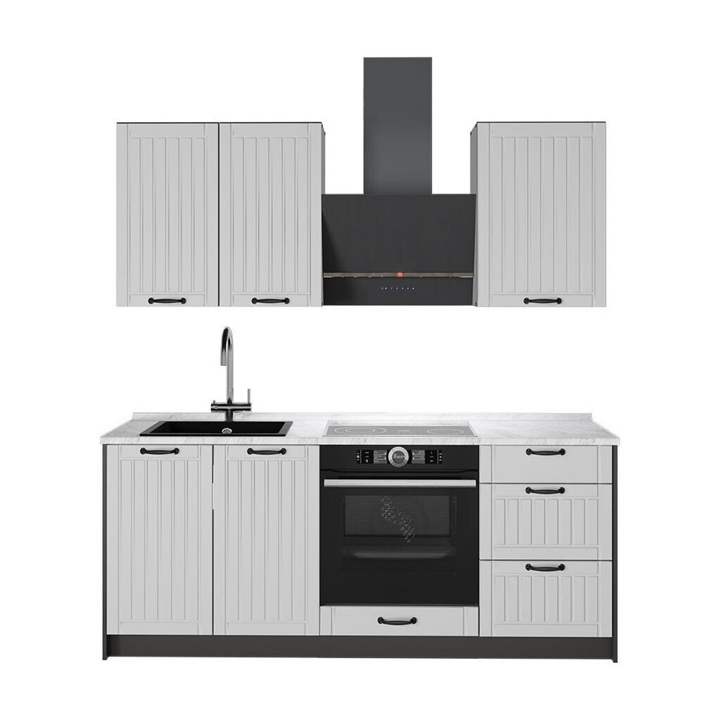 Vicco JEDNOTKOVÁ KUCHYNĚ Fame-Line, Bílý venkovský dům/Antracit, 190 cm, PD Mramor