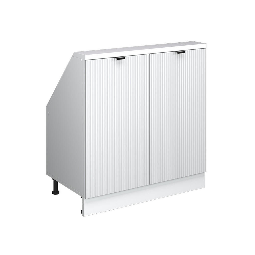 Vicco KUCHYŇSKÁ SKŘÍŇKA POD ŠIKMOU STŘECHU R-Line Bílé zvlnění 80 cm se 2 dvířky