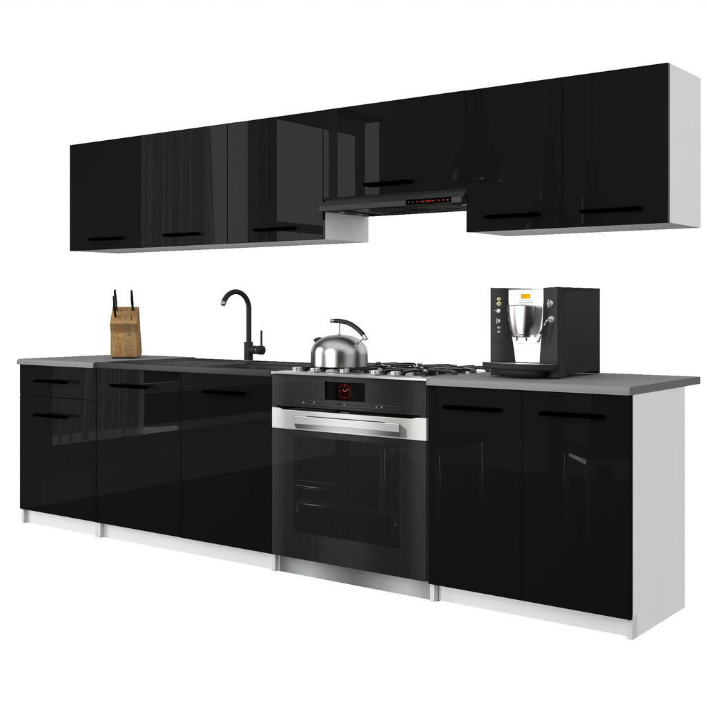 B BELINI GROUP KUCHYŇSKÁ LINKA Italia 2 240 cm, s pracovními deskami, Černá lesklá
