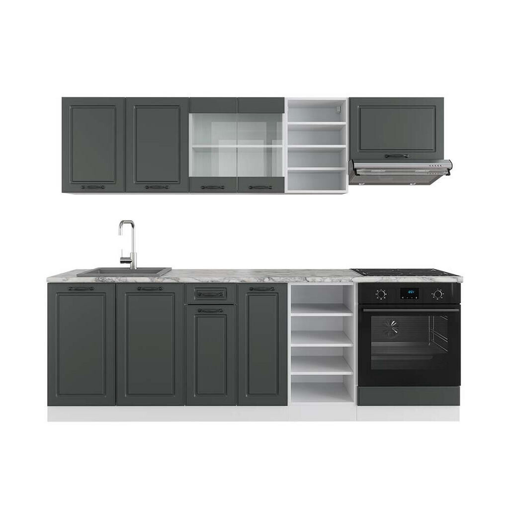 Vicco KUCHYŇSKÝ KOUT R-Line Antracitový venkovský dům/bílá 240 cm , PD Mramor