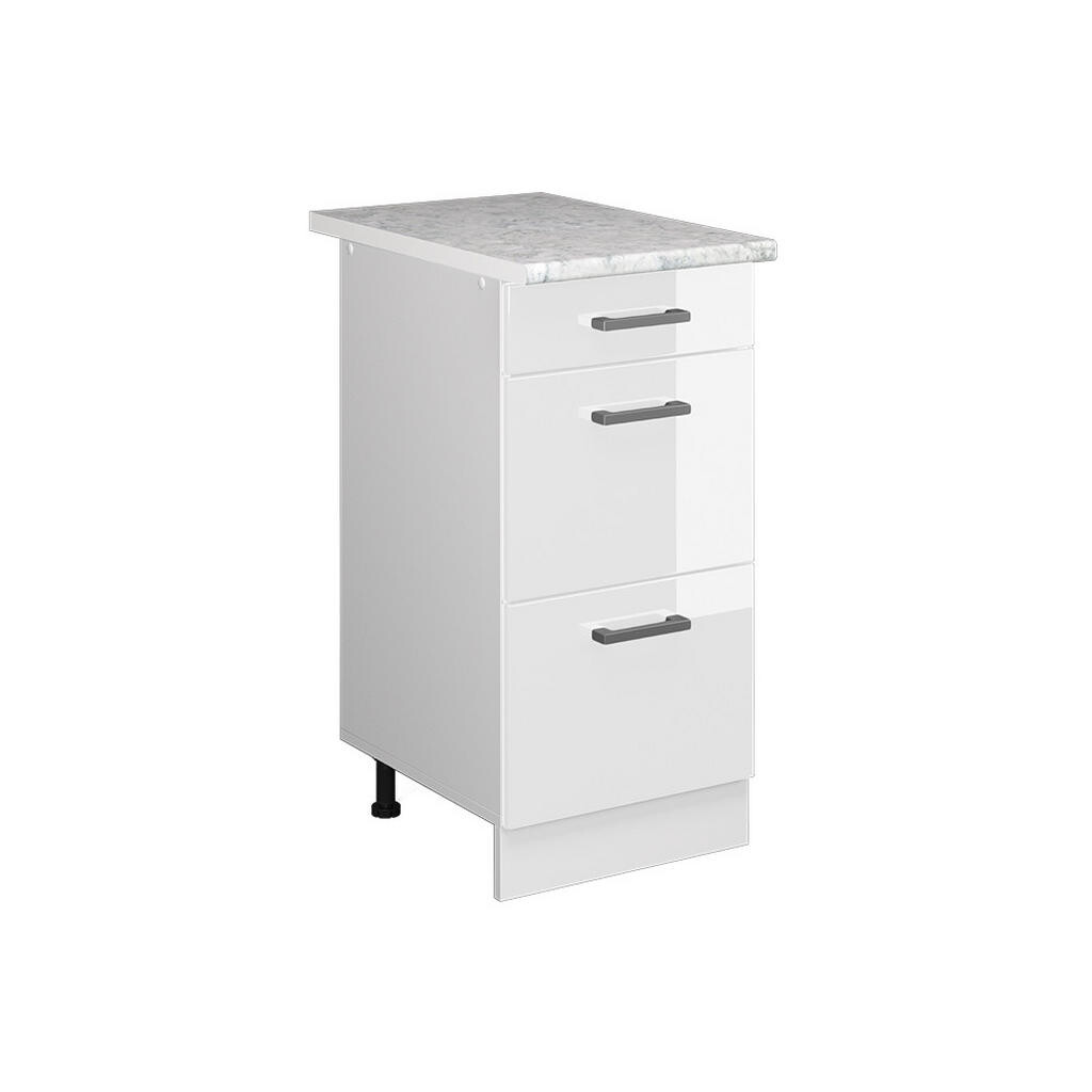 Vicco SPODNÍ SKŘÍŇKA KUCHYŇSKÉ LINKY R-Line Bílá vysoký lesk 40 cm se zásuvkami a pracovní deskou