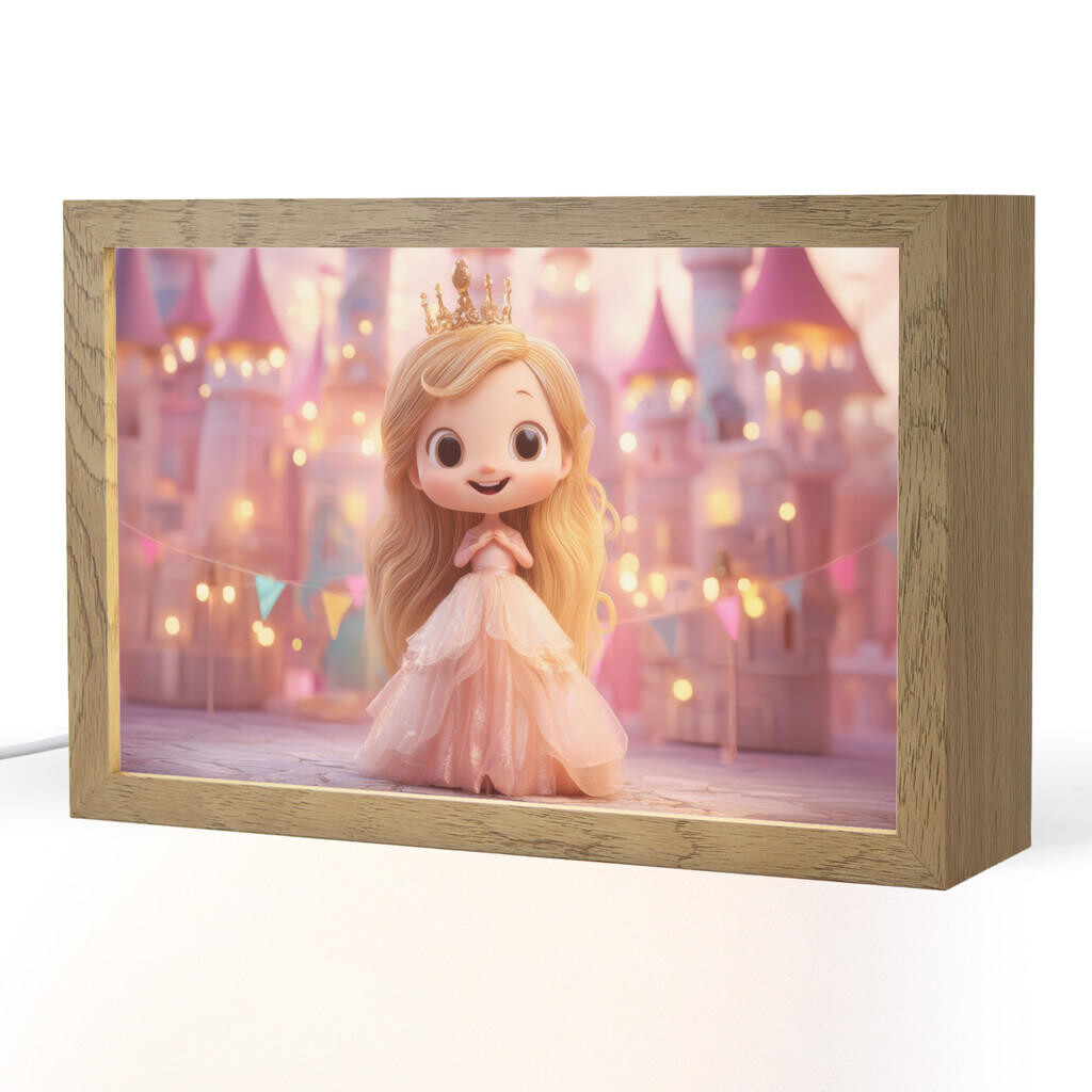 OnlyWow NOČNÍ LAMPIČKA Princezna - Růžová - Zámek 30x20 cm