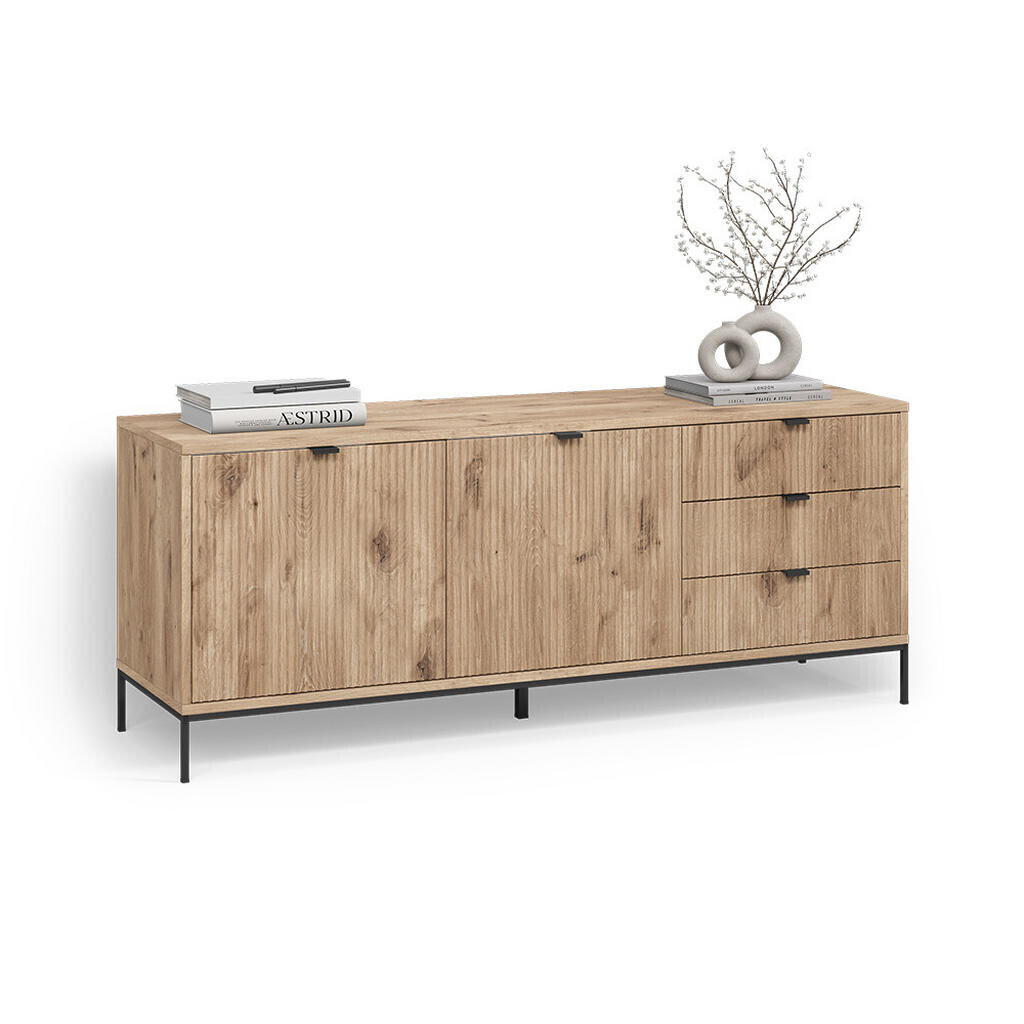 Livinity® LOWBOARD Aterno Dub Viking 150 x 60 cm se 3 zásuvkami, 2 dvířky