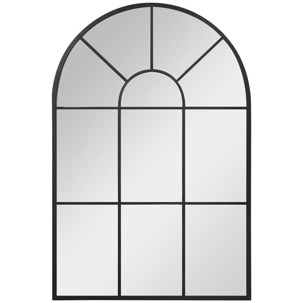 HOMCOM 91 x 60 cm nástěnné zrcadlo zrcadlo s obloukovým oknem zrcadlo do obývacího pokoje černý kov